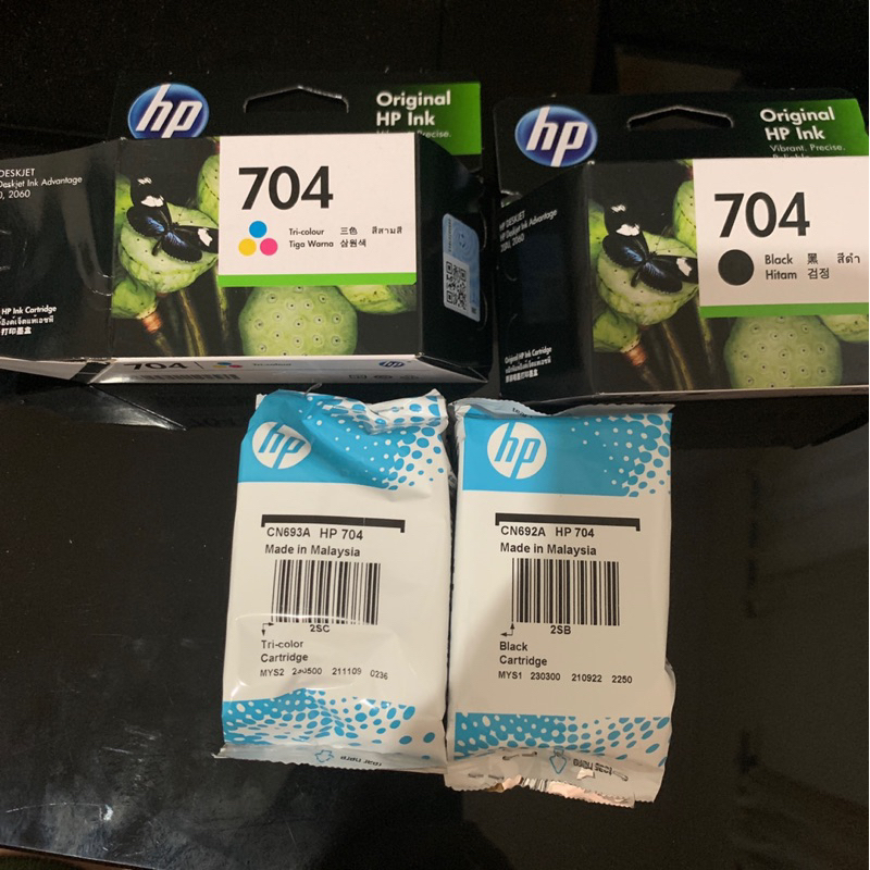 Cartridge Tinta HP 704 Kosongan, Bekas Pakai, Black/Hitam, Tri Color/Multi Warna