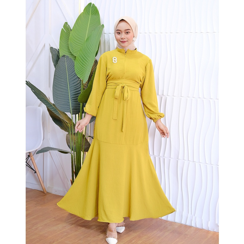 Luna Dress Cringkle Airflow - Moni Dress Cringkle Airflow Mermaid Premium Busui Variasi Belt SISKA MIDI DRESS KOREAN LOOK / DRESS KOREA WANITA MODEL MERMAID ATAU DUYUNG