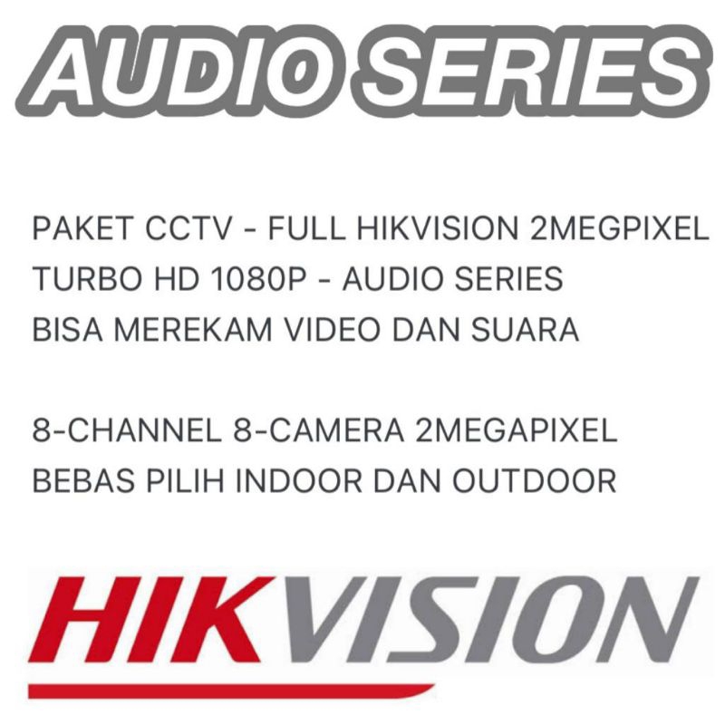 PAKET CCTV HIKVISION AUDIO SERIES 4 CHANNEL 4 CAMERA 2MP TURBO HD 1080P KOMPLIT TINGGAL PASANG