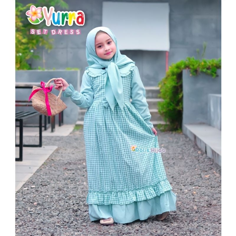 YURRA Set Dress  gamis anak gamis anak perempuan gamis muslim anak perempuan pakaian anak