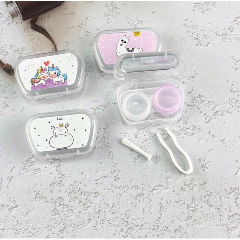 Tempat Softlens Cermin Penjepit Karakter Lucu / Case softlens