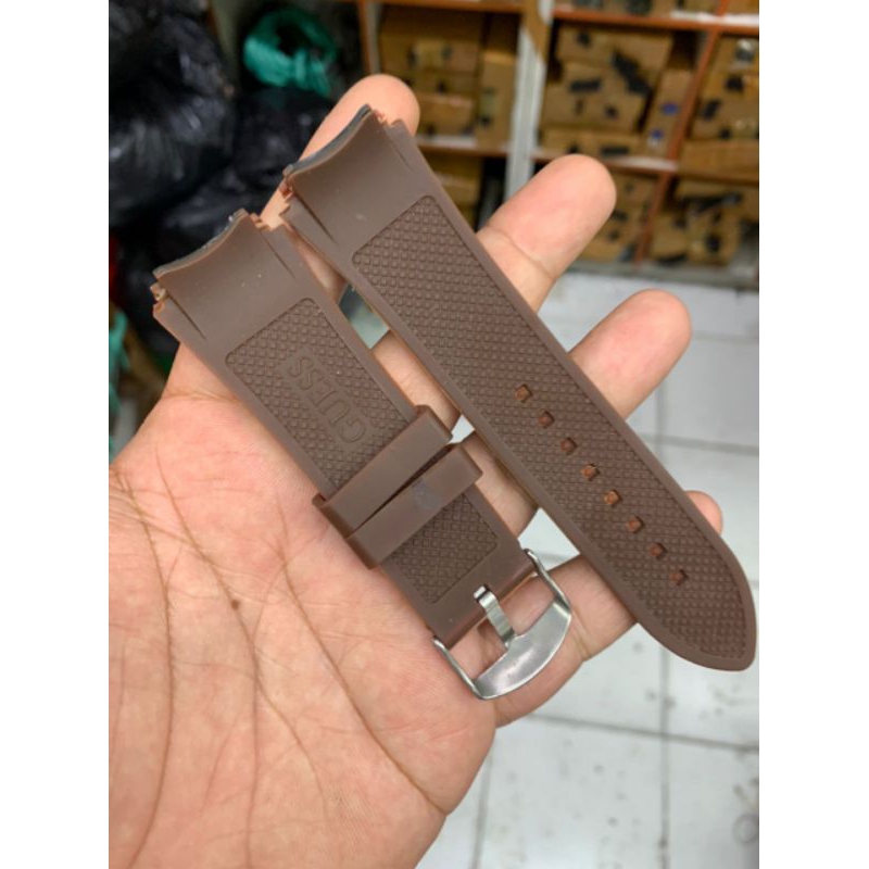 Strap Tali jam tangan Guess rubber Coklat 22mm