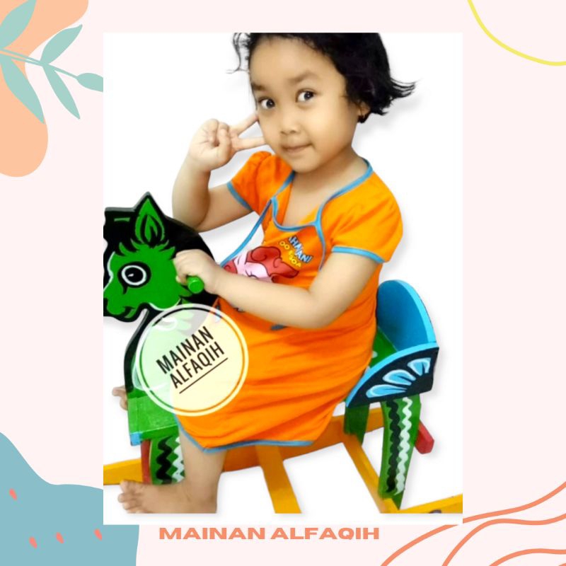 Mainan Anak Kuda Kudaan dari Kayu / Mainan Jungkat Jungkit / Mainan Goyangan Kuda Kayu
