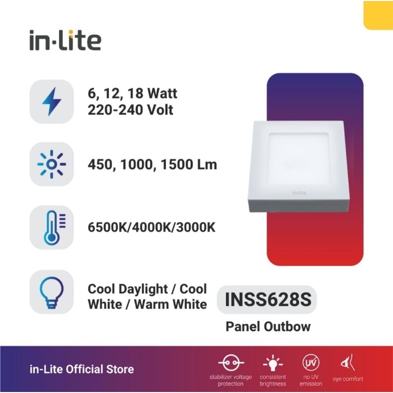 in-Lite Lampu Panel Outbow INSS628S Warm White 6 Watt / 12 Watt