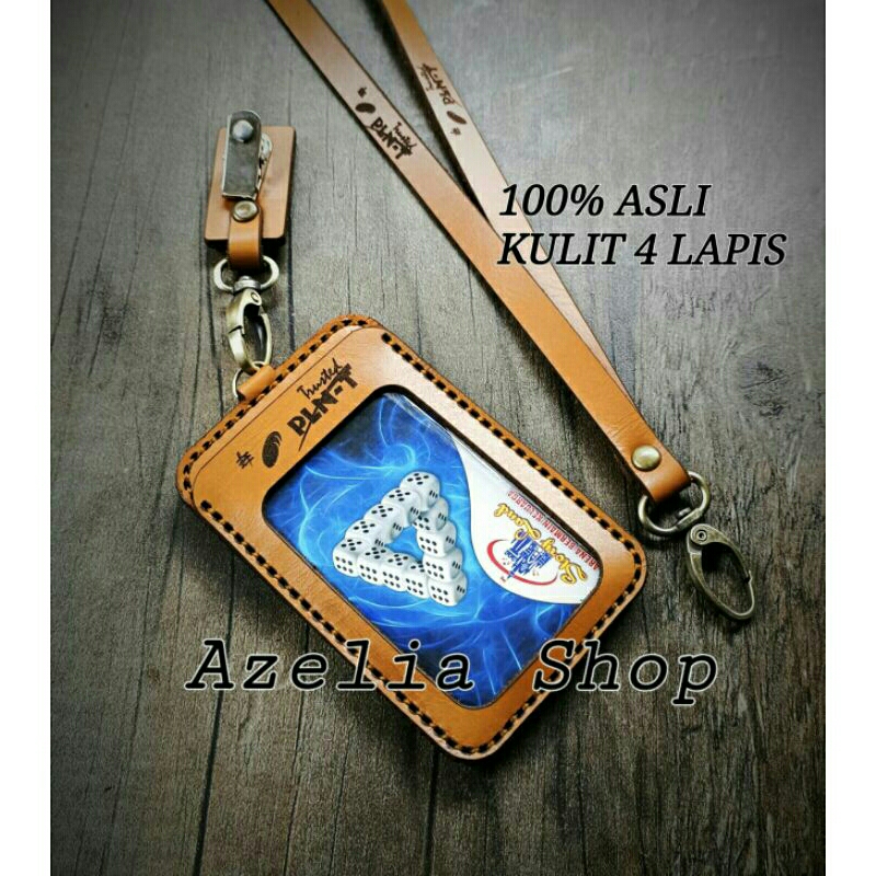 

Id card holder kulit asli custom-name tag tali PLN Trusted