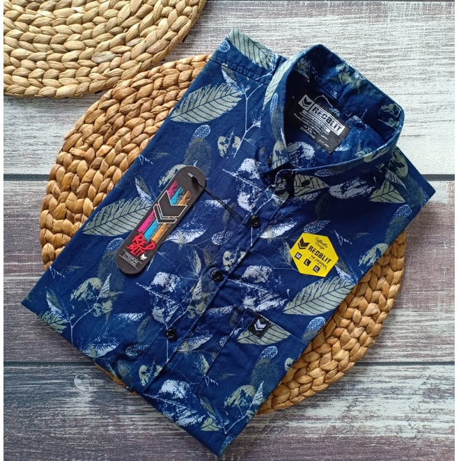Baju Kemeja Pria Motif Distro Fullprint Lengan Pendek Cowok Surfing Pantai Bunga Floral Hawaii Ori