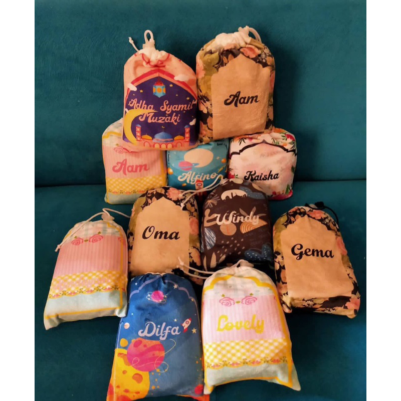 sajadah travel/ sajadah custom free nama/ sajadah dewasa dan anak