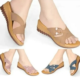 Sandal Wedges Wanita Casual Sendal Terbaru Kekinian 2023 Beli 1 Gratis 1