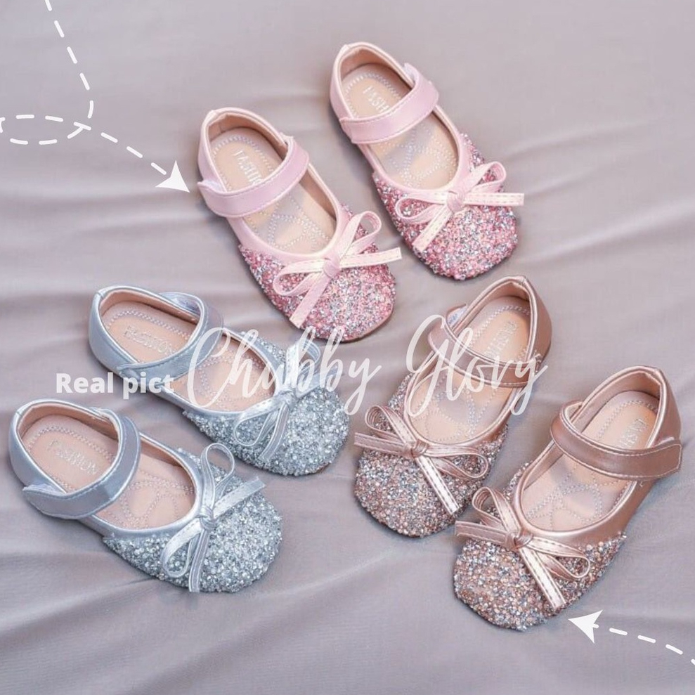 Chubbyglory SH2105 Sepatu flat anak perempuan sepatu slip on anak bayi dan balita size 21-26 sepatu anak perempuan flat shoes pesta import korea untuk baby bayi 6 bulan sampai 8 tahun