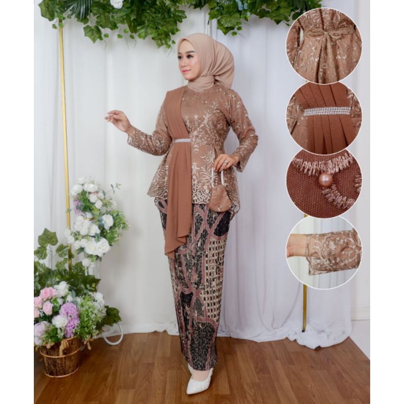 KEBAYA ORIGINAL//BLOUSE AURORA SELENDANG//SERAGAMAN KELUARAGA//BAJU PESTA LAMARAN//KEBAYA WISUDA//BAJU LEBARAN//By Aleeta Kebaya