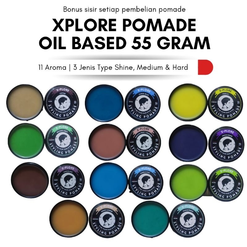 Grosir Pomade Oil Based 55 Gram Paket 20 Pcs Merek Xplore Stylish