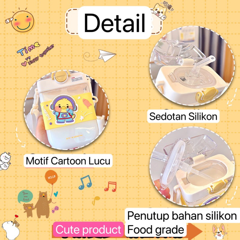 Botol Minum Anak Sedot Bahan PC BPA free motif cartoon menarik