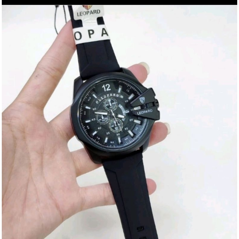 jam tangan pria sporty rubber merek leopard