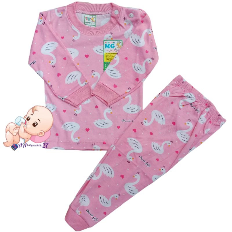 Mom's Gift ANGSA SERIES 3Pasang Setelan Baju Bayi Lengan Panjang Kancing Bahu Celana Panjang Ukuran NEWBORN S M L XL SNI Nyaman Murah Berkualitas