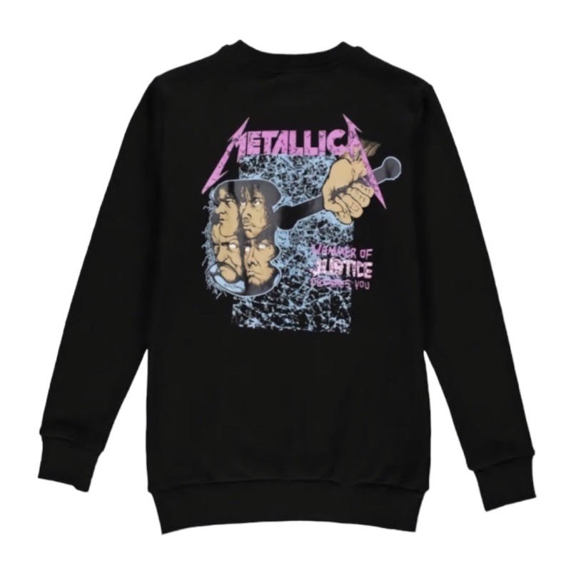 ( 8.8 ) Crewneck Sweatshirt H&amp;M Unisex Sablon Metalica Justice Damage, Flecee Katun Lembut Tebal, Free Papperbag