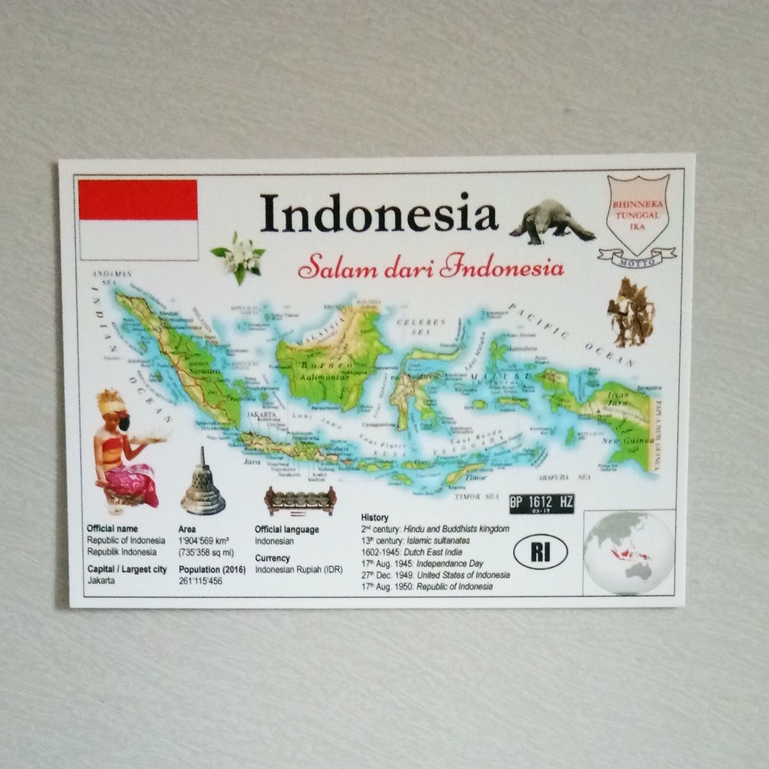 

RB MOTW Map of The World Indonesia Postcard series Kartu pos kartupos