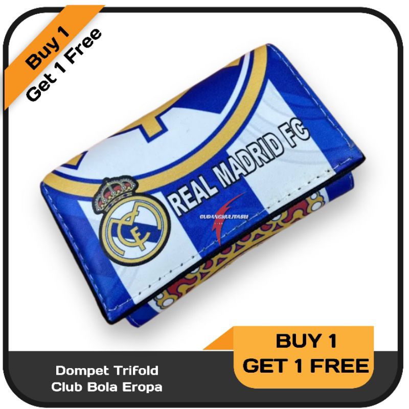 Buy 1 Get 1 Free!! Dompet Pria Motif Club Bola Trifold Dompet Anak Remaja Murah