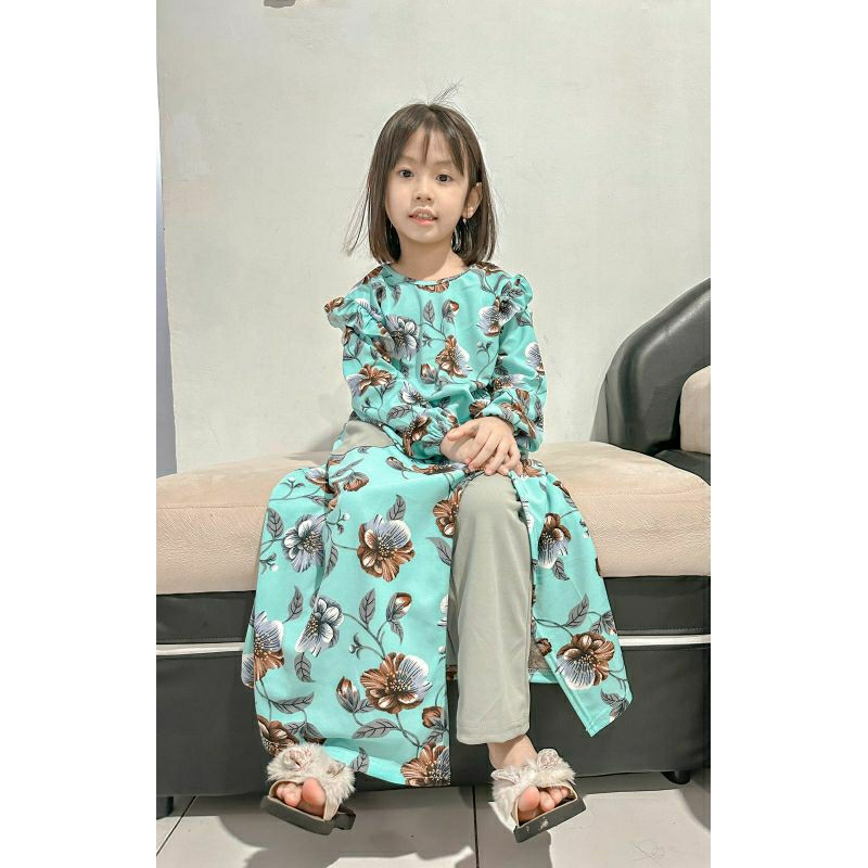 MOMOGI- GAMIS ONE SET BELAH NABILA / GAMIS FLORAL VOXY PREMIUM / Usia 5-13thn