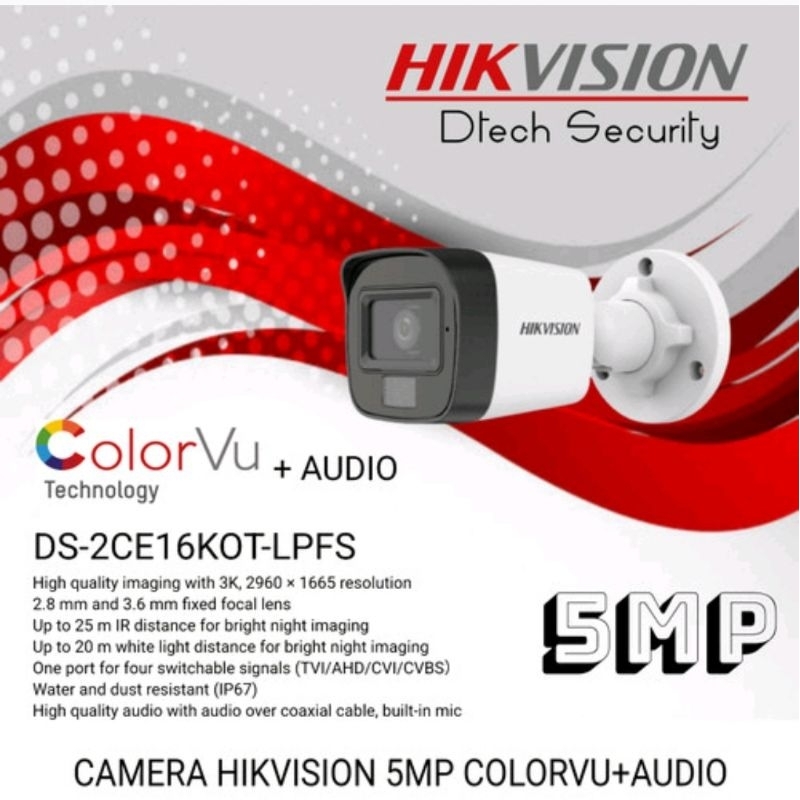 kamera cctv hikvisoon outdoor 5mp colorvu+audio 3k