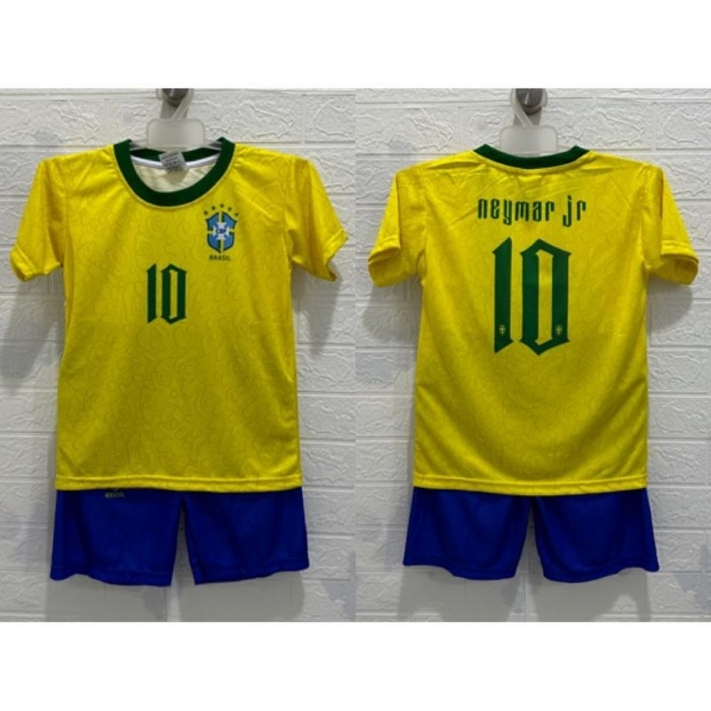 Jersey bola anak Brazil Neymar world cup 2022 setelan baju bola anak piala dunia