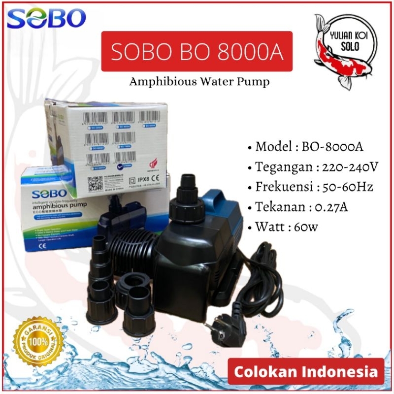 Pompa Kolam Sobo BO 8000 A Colokan Indonesia Amfibi Pump Original