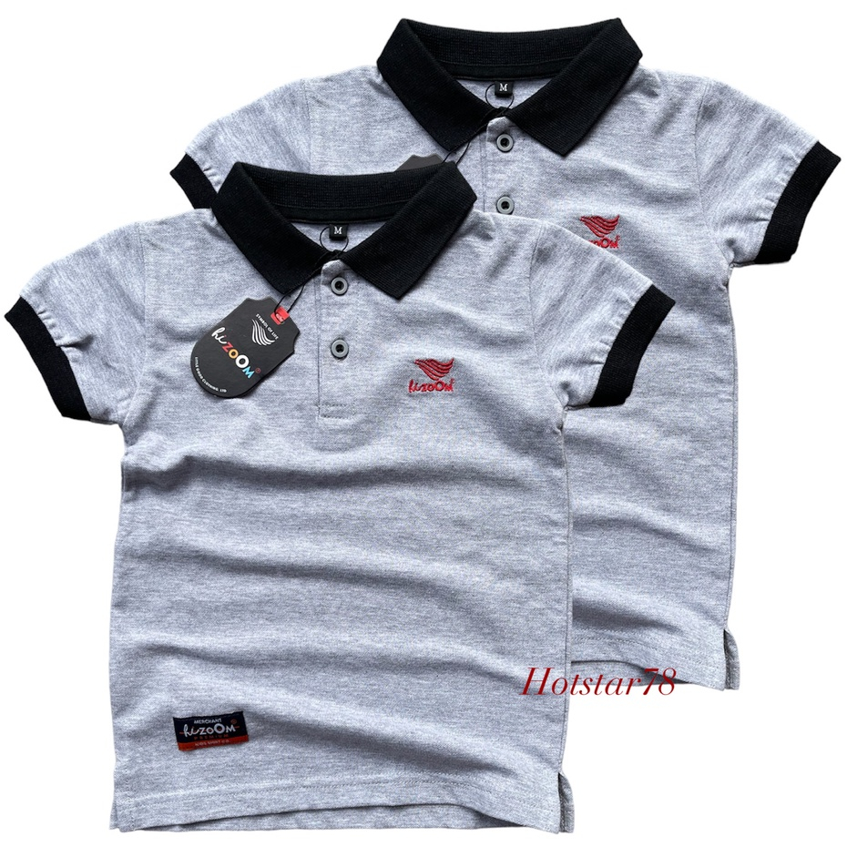 Kaos Anak Lacost Cotton Premium , Baju Kaos Polo Anak ,Kaos Kerah Anak Warna Abu Misty hizoOM Original