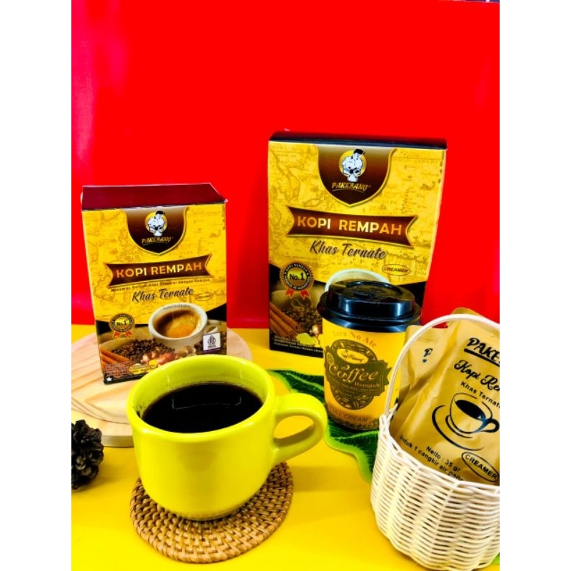 

Kopi Rempah Creamer Jumbo 12 sachet (Kopi Susu Full Cream) / Kopi Oleh-oleh khas Ternate Maluku Utara