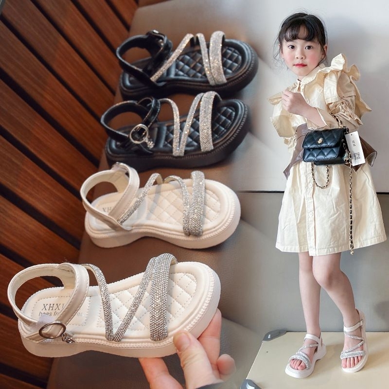 【FREE BOX IMPORT】VF1160 - Sandal Tali Kristal Fashion Anak Import