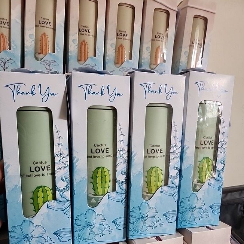 SOUVENIR BOTOL / TUMBLER KAKTUS KEMASAN BOX CANTIK / SOUVENIR CANTIK / SOUVENIR WEDDING KHITAN