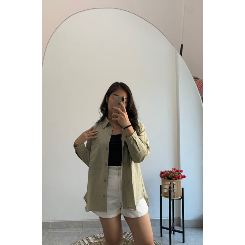 kemeja oversize jiwon - atasan basic wanita dewasa