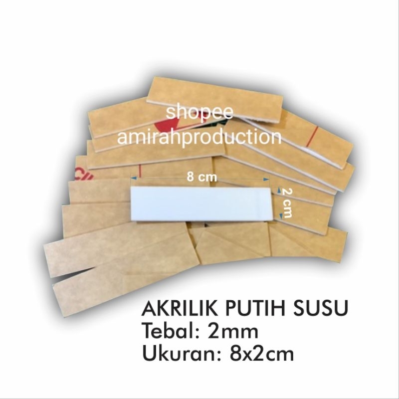 Akrilik Papan Nama Dada Name Tag, Putih, Bening, Hitam 2mm