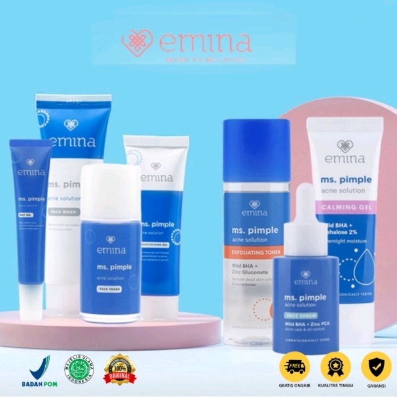 Emina Ms Pimple Acne Acne Solution Ms.Pimple face wash / toner / spot gel / calming gel /  Serum / Moisturizing gel / Exfoliating toner