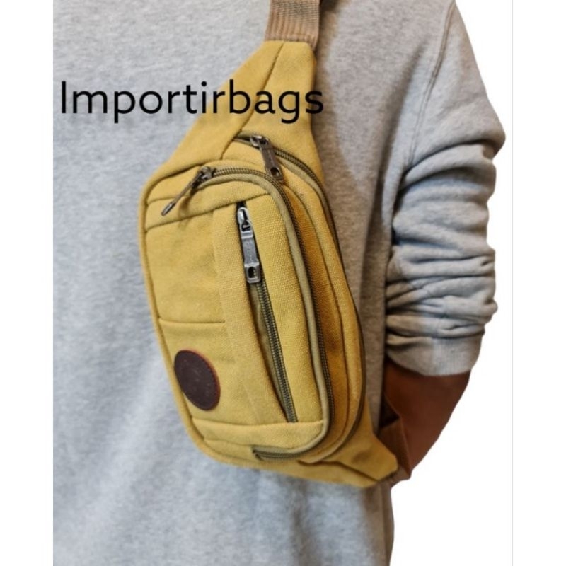 Promo !!! Tas pinggang Kanvas Tas waitsbags Pria bahan kanvas import