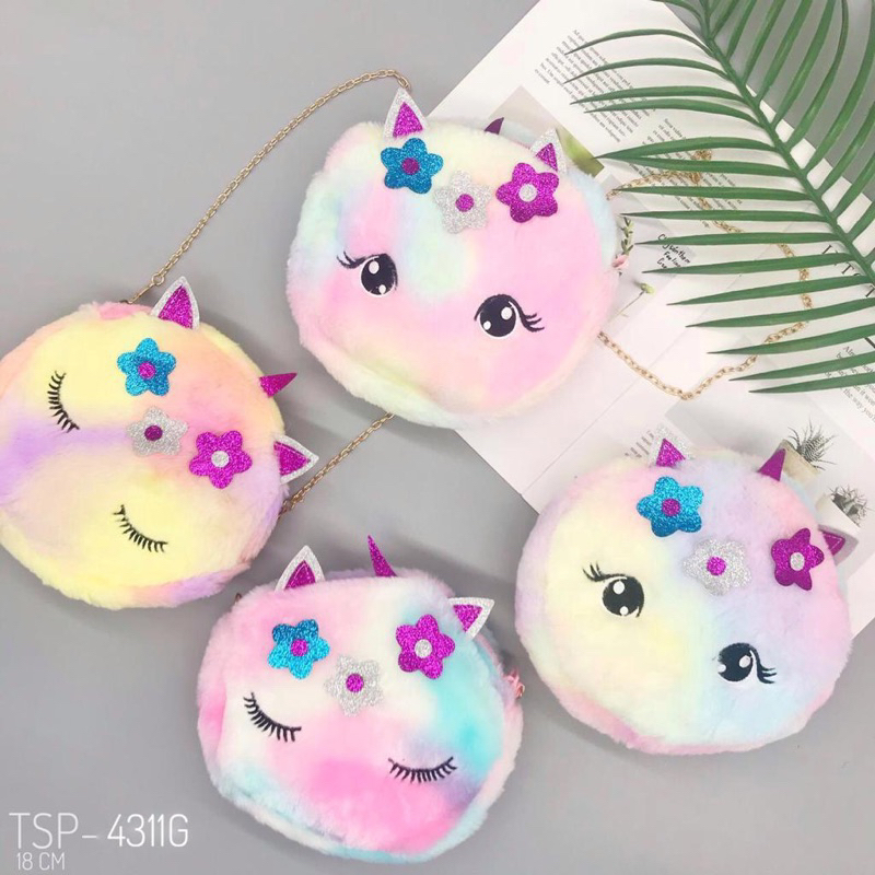 Kotak Tempat Pensil Unicron Bulu Alat Tulis Anak Dompet Kuda Poni Import Pencil Case Fluffy Perlengkapan Sekolah