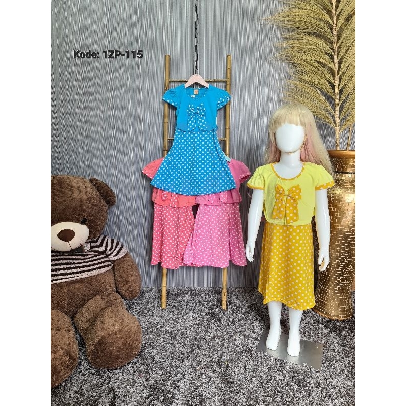 Baju Dress Anak Dress Import Motif Polkadot Dress Katun anak Cewek Viral Kekinian KODE 1ZP-115