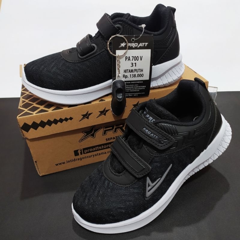 Sale Pro Att Sepatu Sneakers Sekolah Anak Cowok Cewek Kecil Tanggung Hitam Putih Karet Kretekan