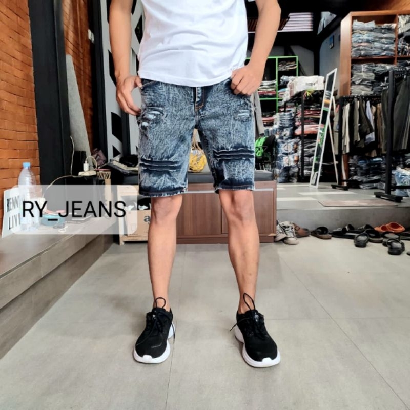 JEANS PENDEK SOBEK PRIA CELANA PENDEK PRIA JEANS SOBEK SNOW PRIA