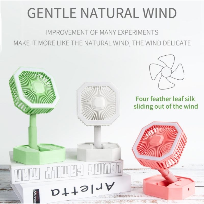 Kipas Angin Lipat Macaron LED Mini Portable Multifungsi Folding Mini Fan Rechargeable