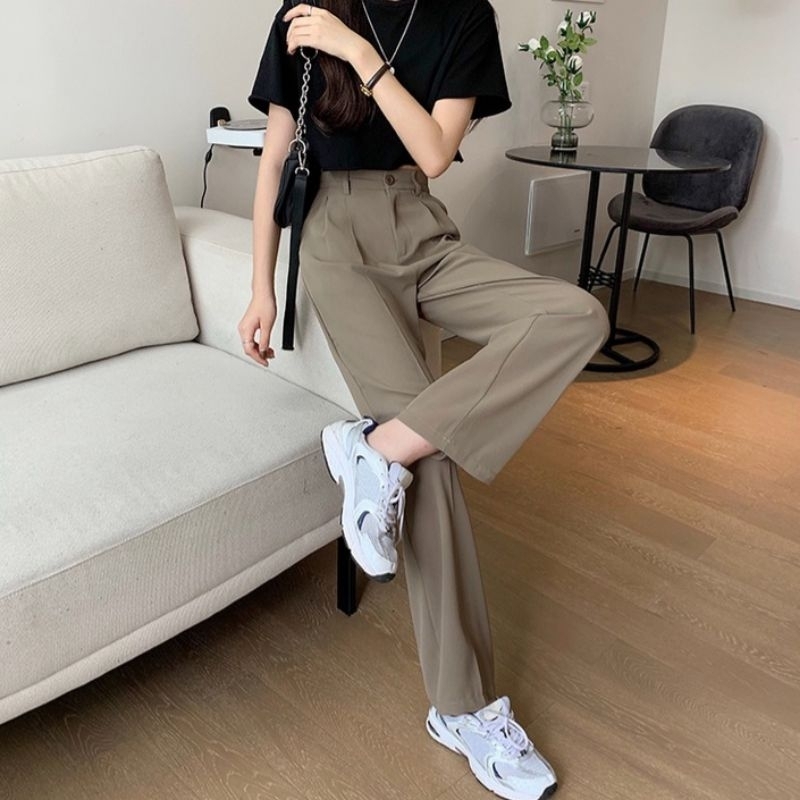 YORA LOOSE PANTS (HIGHWAIST PANTS) Loose Pants Trousers Wanita Anti Lecek - Celana Anti Kusut - Celana Kulot Wanita - Celana Kantor Wanita- Celana Formal Wanita - Celana Kerja Wanita