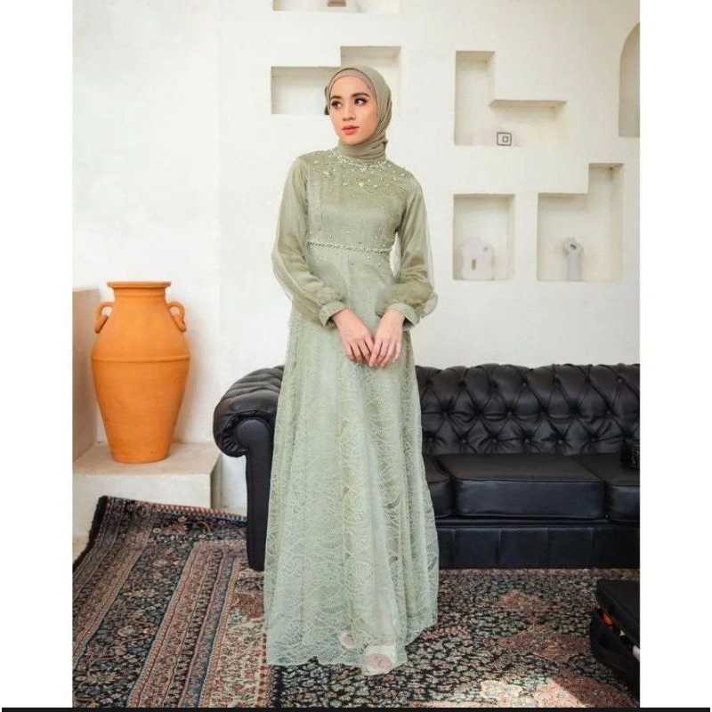 Nadine Dress Exclusive Terbaru Gamis Brukat Kondangan Lamaran