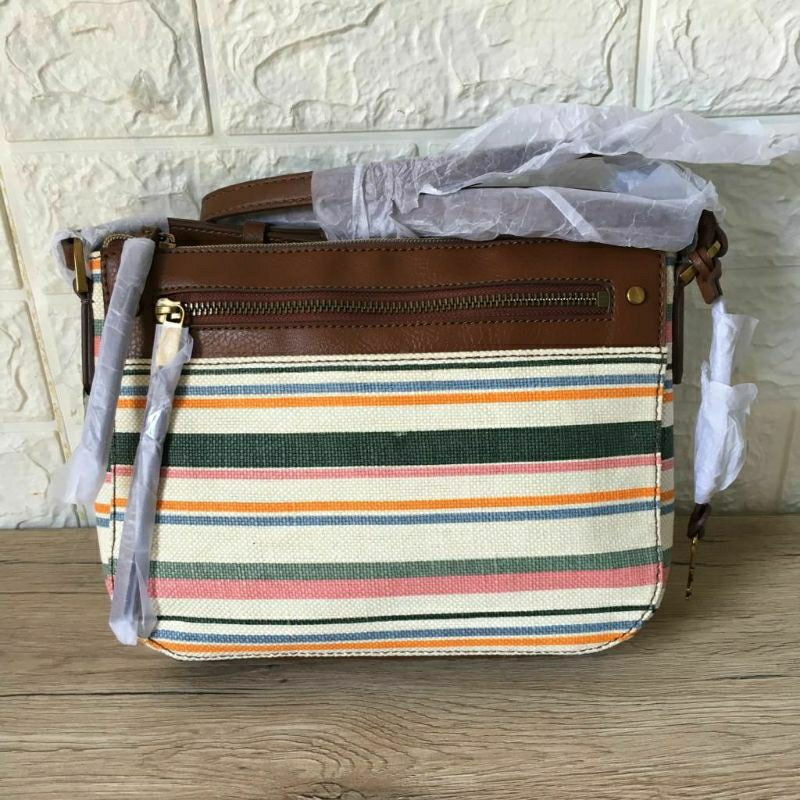 FOSSIL farrah crossbody spring stripe crossbody bag
