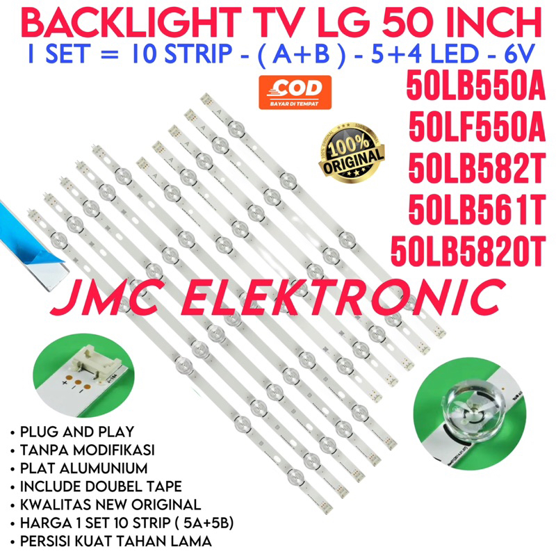 Backlight Tv LG 50LB550A 50LF550A 50LB582T 50LB561T 50LB5820T LAMPU BL 50LB 50 INC 6V