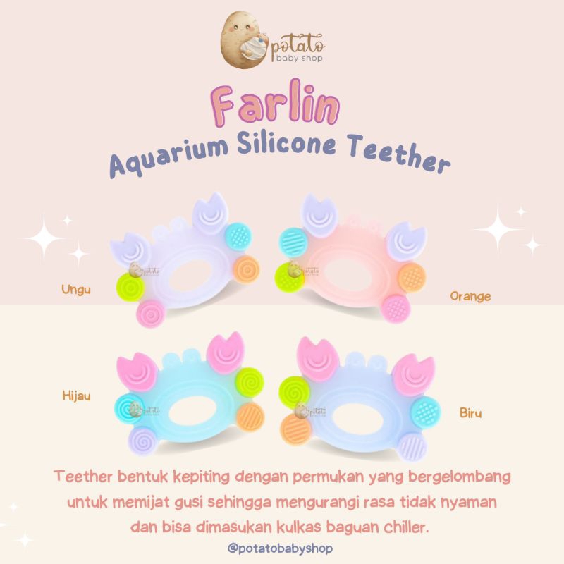 Farlin Aquarium Silicone Teether Crab - Mainan Gigitan Anak