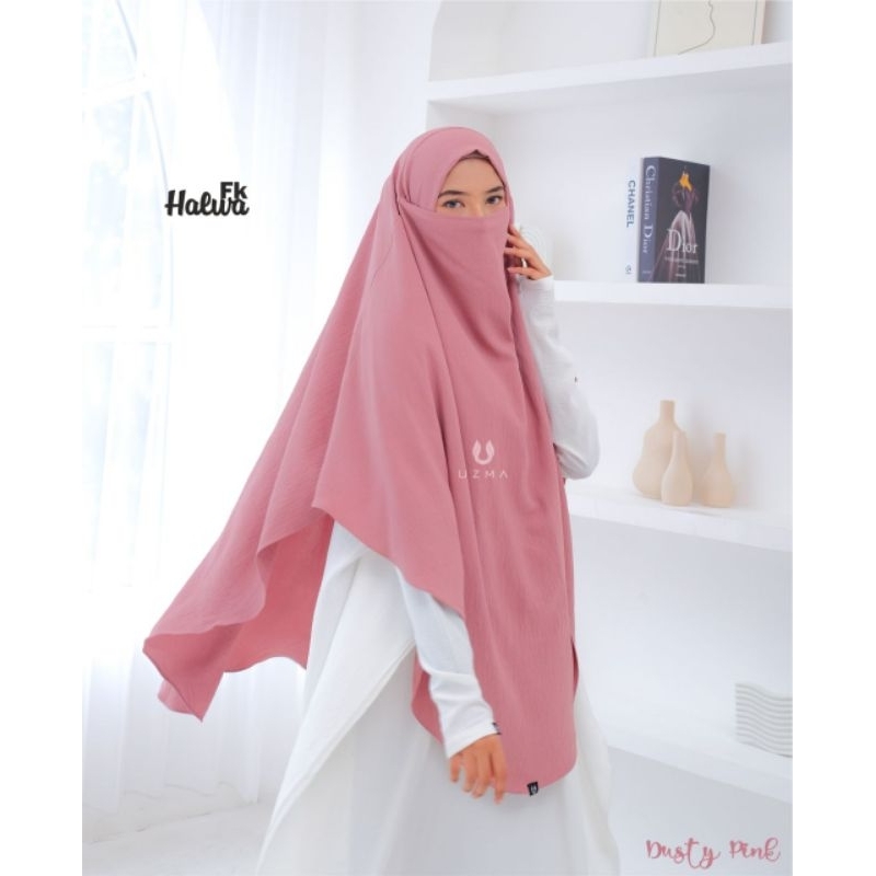 HALWA FRENCH KHIMAR by Uzma Hijab bahan crinckle airflow krinkle bergo instan free ongkir bisa cod a