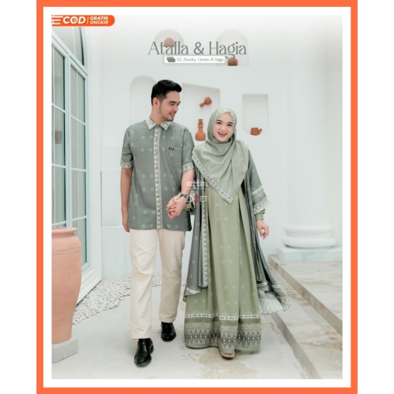 Athalla Shirt & Hagia Dress by Attin Couple Set Kemeja & Gamis Simpel Elegant