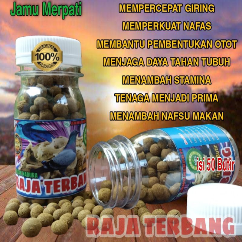 RAJA TERBANG jamu merpati Tinggi Manuver isi 50-100 Pil Kuning super giring keket jamu merpati kolon