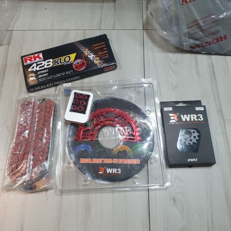Gear Gir Set WR3 428 Mur Gir WR3 Rantai RK Oring KLO Ninja RR