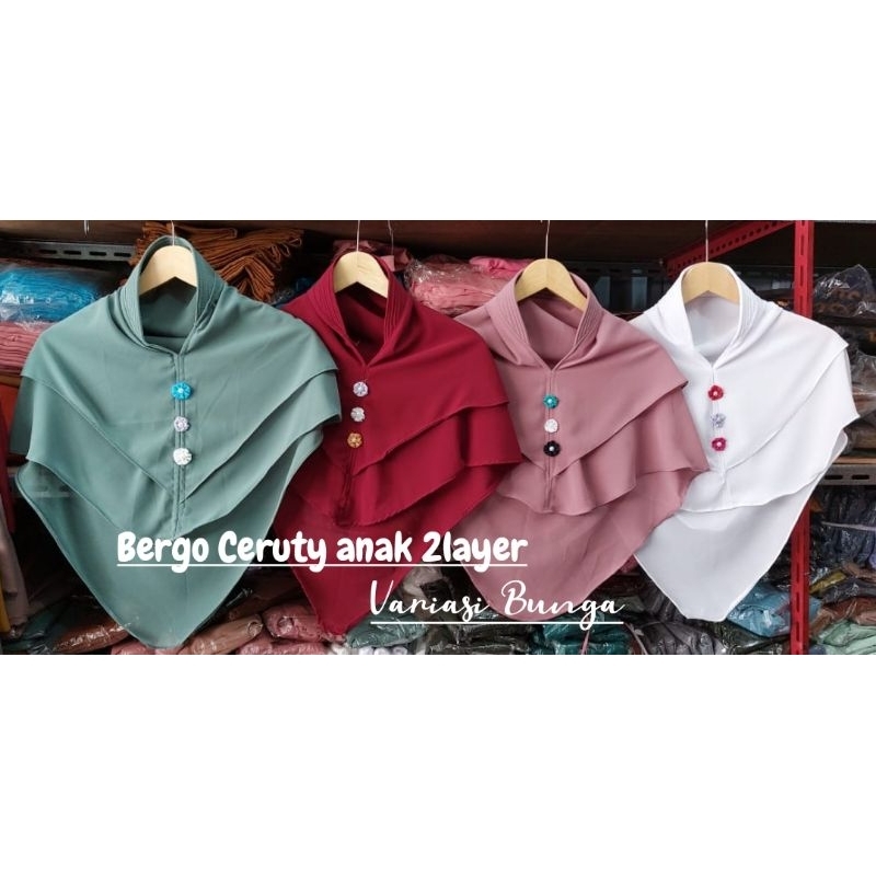Hijab Anak || Ceruty 2 layer **Variasi Bunga dan Variasi Kancing