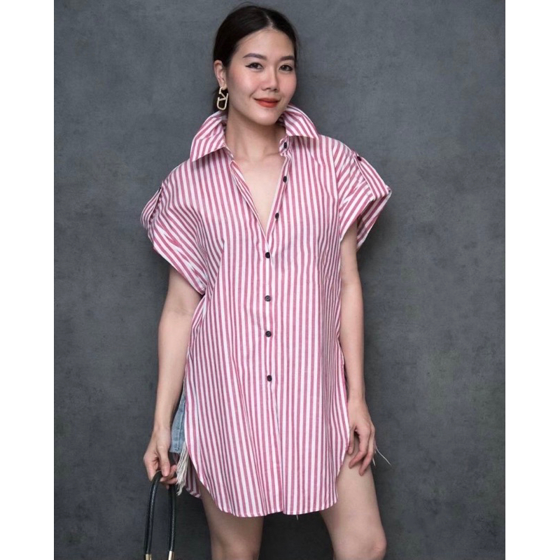 atasan casual wanita / shirt kemeja wanita / kemeja salur