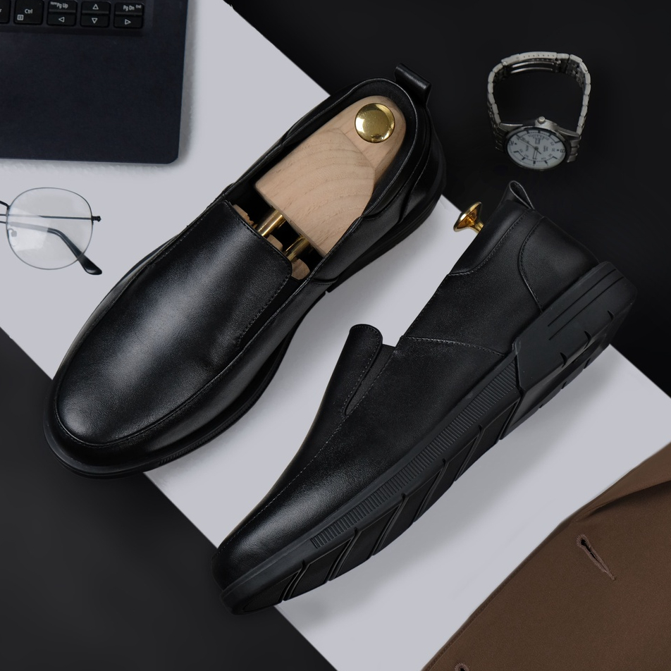 JOBS 2.0 BLACK (Kulit Asli) - Kenzios Original Sepatu Loafers Pria Kulit Sapi Asli Slip On Kasual Klasik Formal Kerja Kuliah Pria Loafer